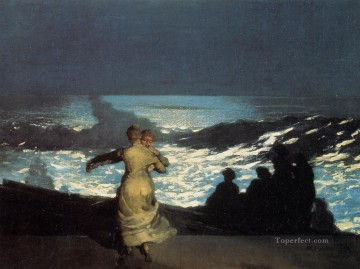  Summer Oil Painting - A Summer Night Realism marine painter Winslow Homer